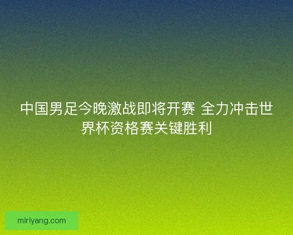 中国男足今晚激战即将开赛 全力冲击世界杯资格赛关键胜利